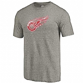 Men's Detroit Red Wings Distressed Team Primary Logo Tri Blend T-Shirt Gray FengYun,baseball caps,new era cap wholesale,wholesale hats